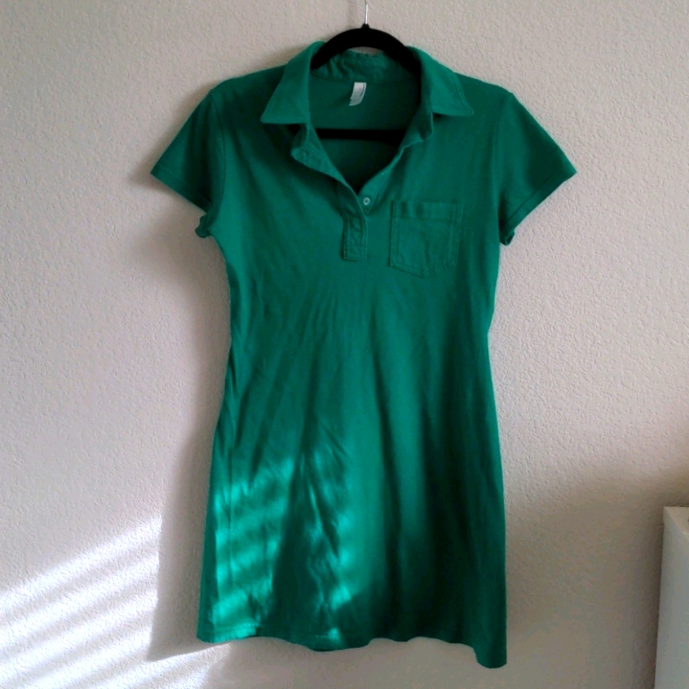 American Apparel Green Polo Dress Size Large